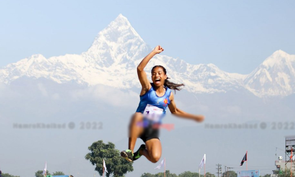 जयरानी थारुलाई लङजम्पमा राष्ट्रिय कीर्तिमानसहित स्वर्ण