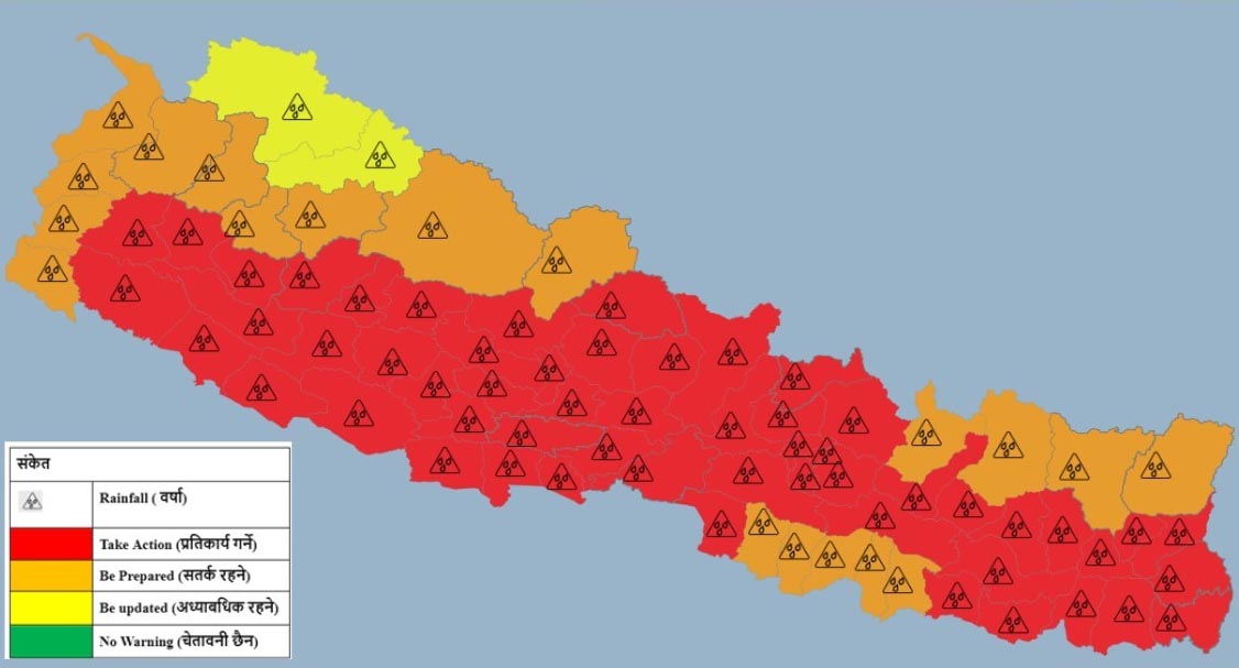 भोलिदेखि मनसुन सक्रिय, ५६ जिल्ला जोखिममा